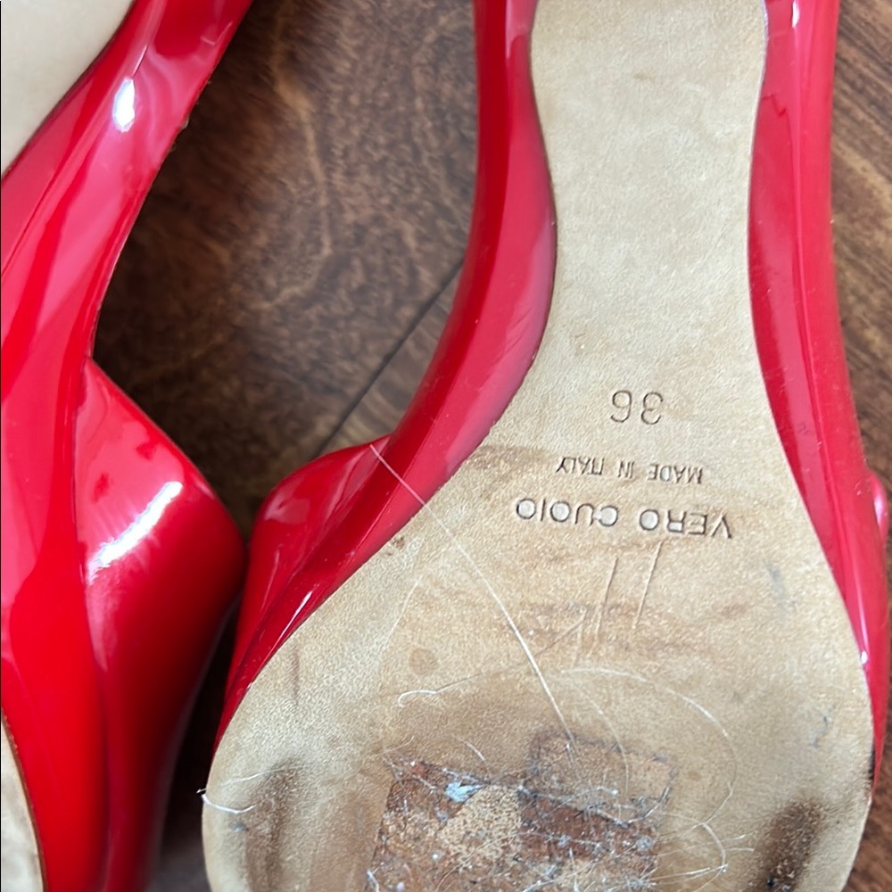 Giuseppe Zanotti Red Open-Toe Heels - Picture 4 of 5